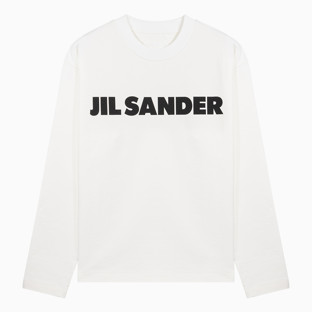 밀라노상인 JIL SANDER (당일) 23SS 질샌더 로고 화이트 여성 코튼 긴팔 티셔츠 J02GC0107J45047102