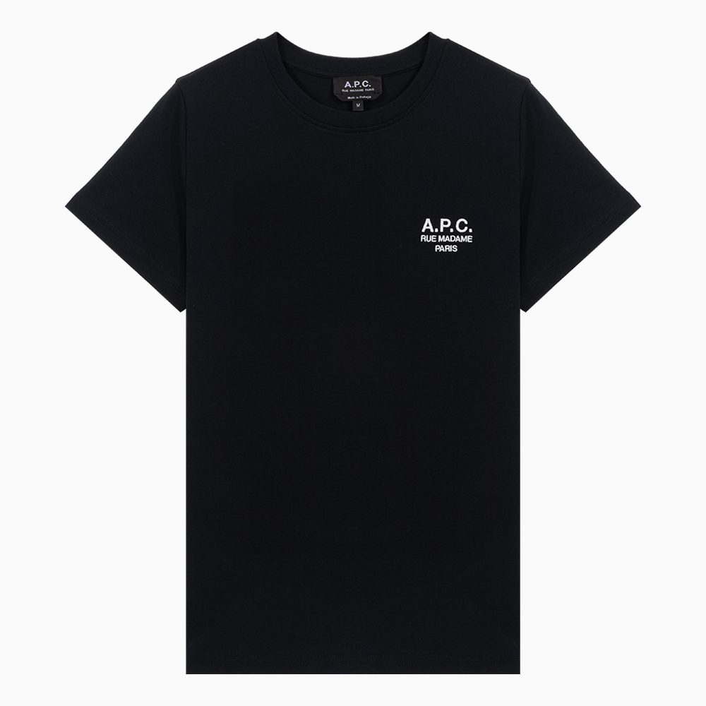 밀라노상인 A.P.C. (당일) 23FW 아페쎄 데니스 로고 블랙 여성 코튼 반팔 티셔츠 COEZC F26842 LZZ